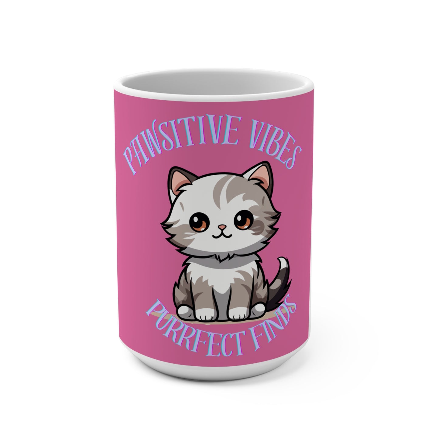 Cute Cat Mug - Pawsitive Vibes, Gift for Cat Lovers, Cozy Coffee Cup, Fun Pet Lover Gift, Unique Kitchen Decor