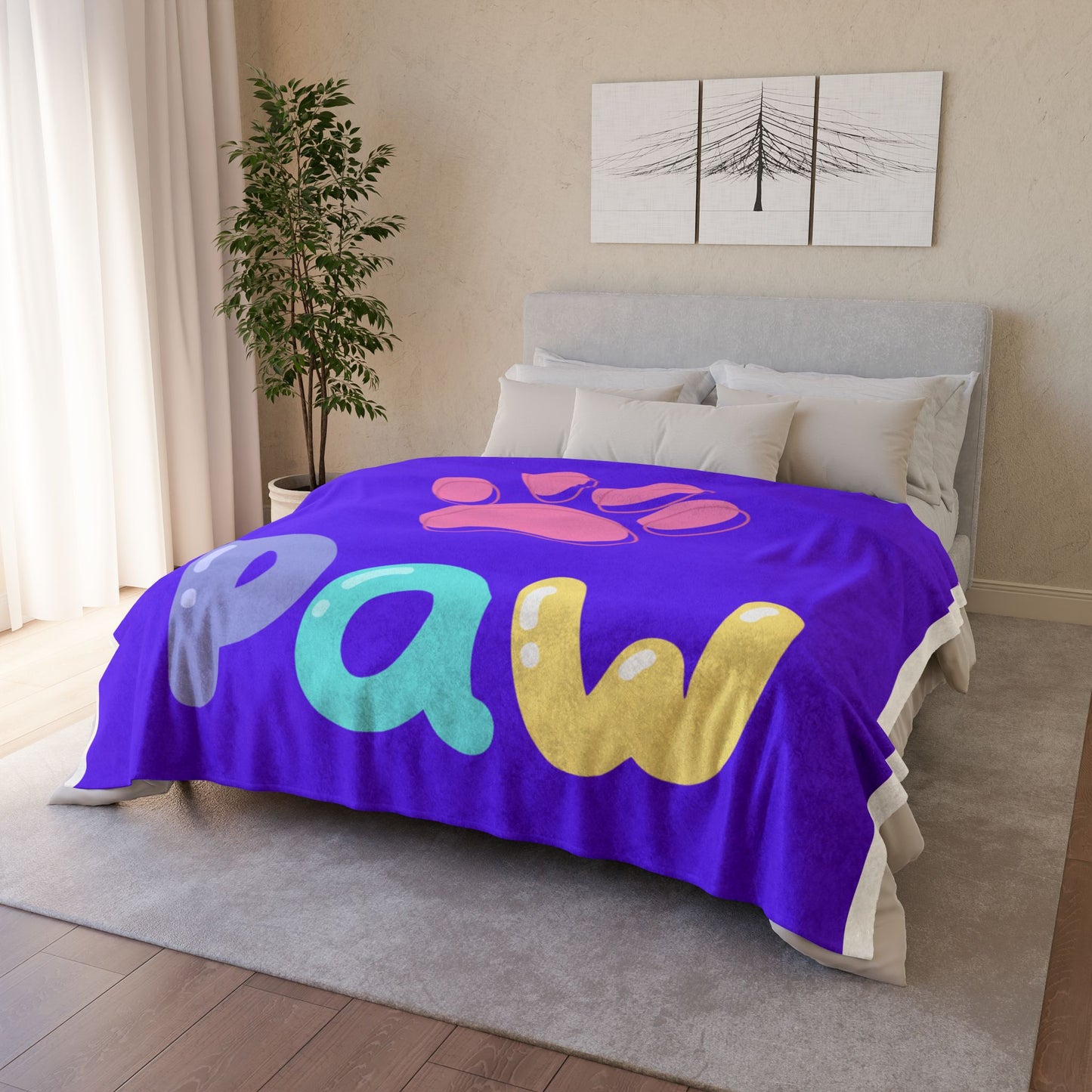 Cozy Pet-Themed Blanket | Soft Polyester Throw for Dog Lovers, Cute Paw Print, Gift for Pet Owners, Home Decor, Animal Lover's Blanket