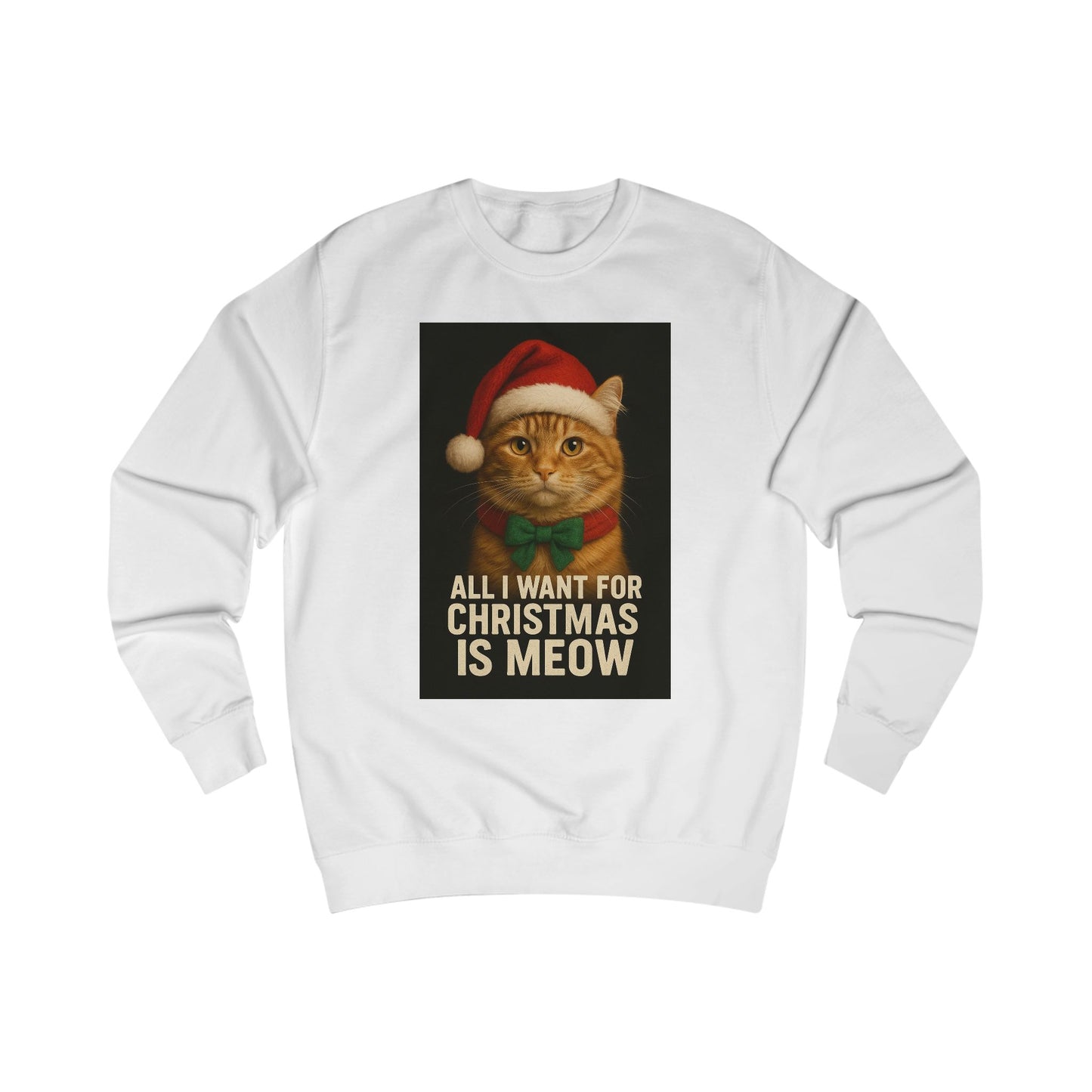 Festive Cat Sweatshirt, Christmas Sweatshirt, Unisex Holiday Sweater, Gift for Cat Lovers, Cozy Winter Apparel