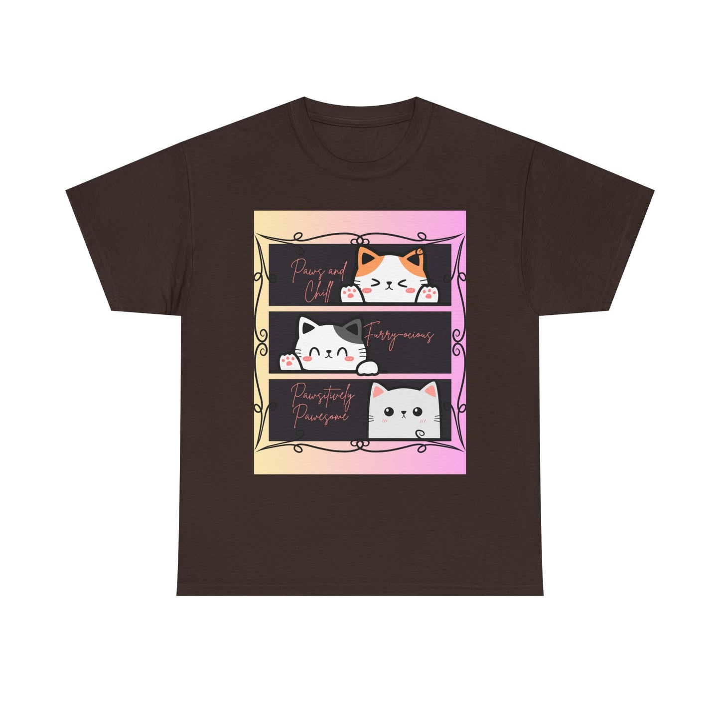 Cute Cat Design Unisex Heavy Cotton Tee, Cat Lover Gift, Funny Pet Tee, Kawaii T-Shirt, Animal Print Apparel, Birthday Gift