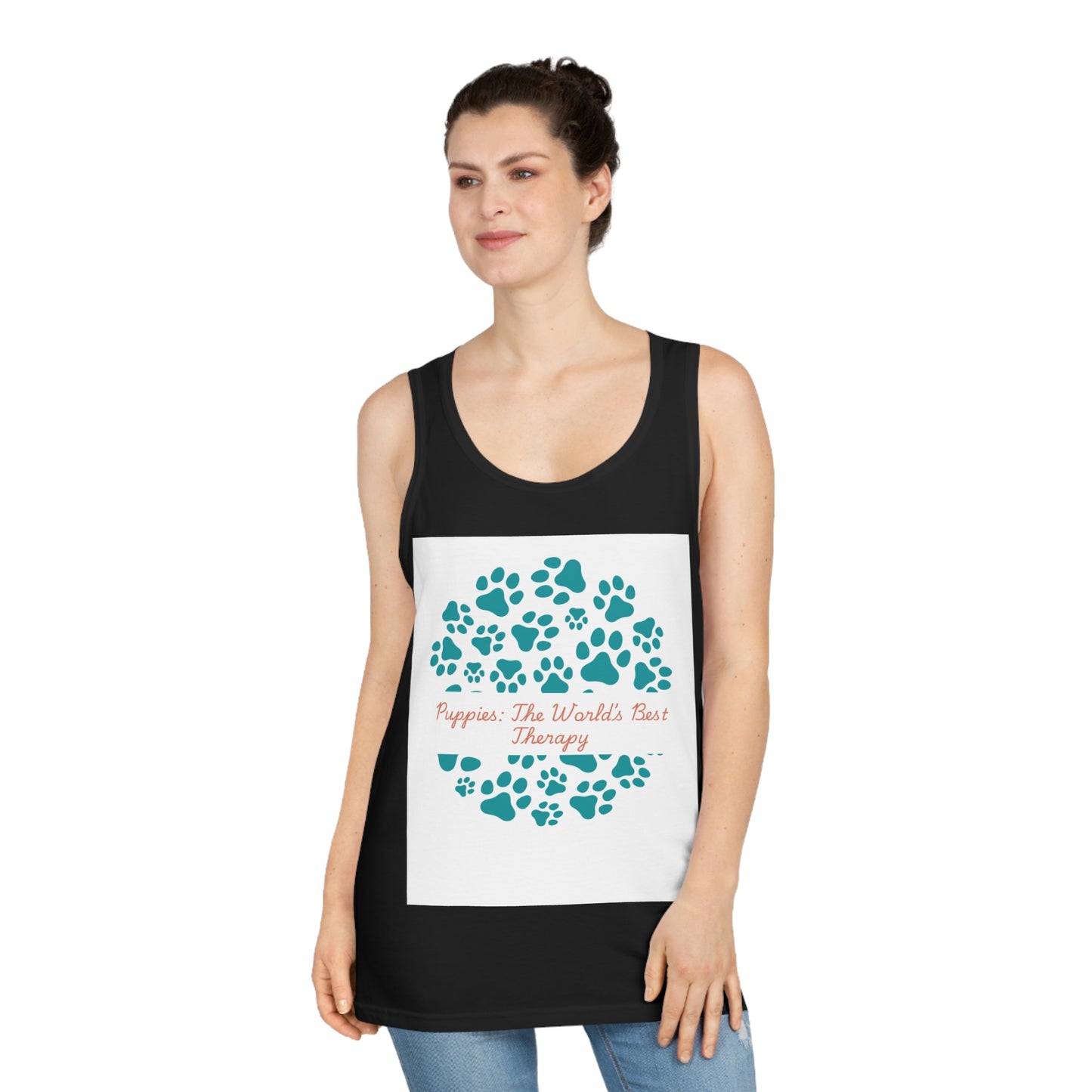 Paw Print Therapy Tank Top, Pet Lover Gift, Animal Rescue Support, Summer Workout Tee, Dog Mom Apparel