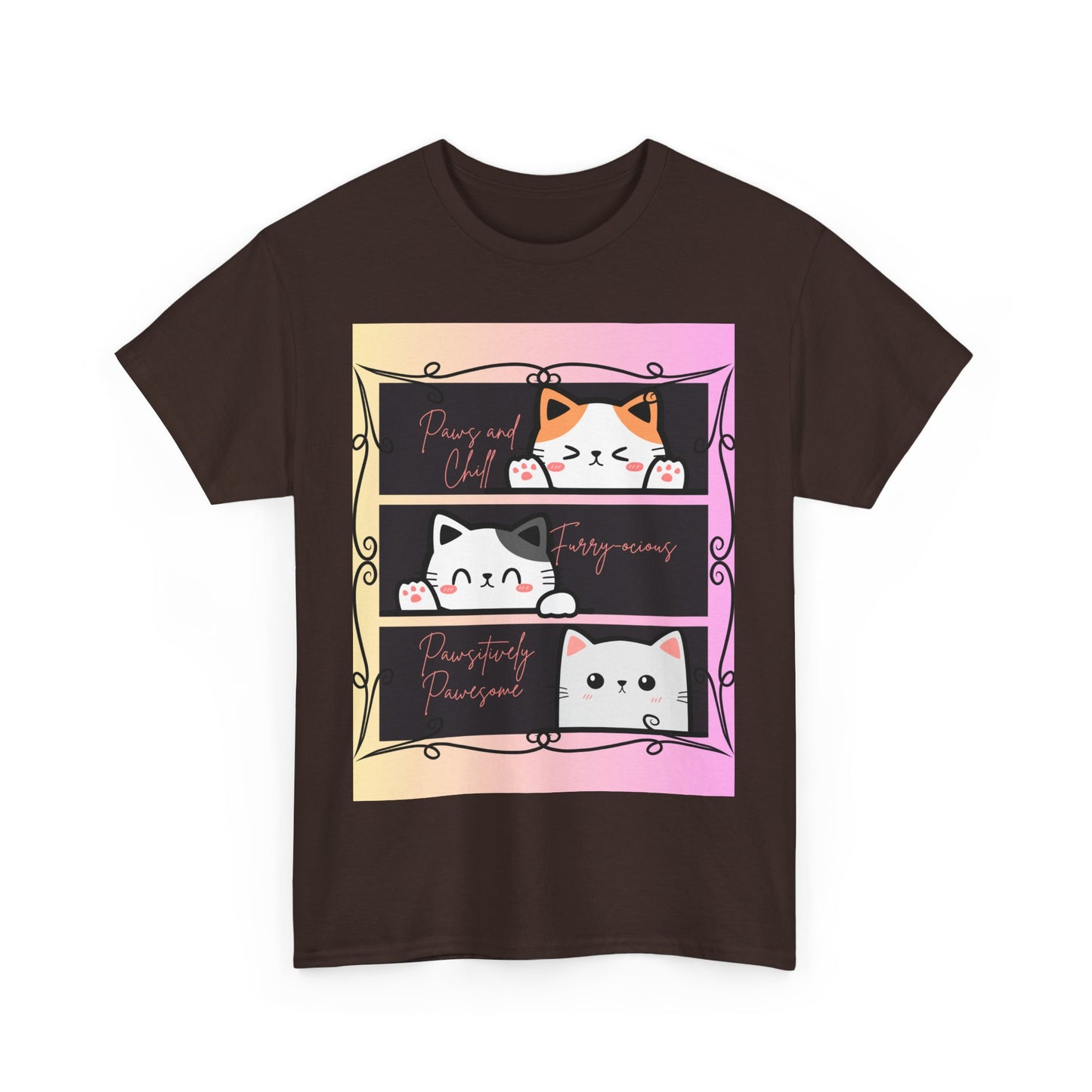 Cute Cat Design Unisex Heavy Cotton Tee, Cat Lover Gift, Funny Pet Tee, Kawaii T-Shirt, Animal Print Apparel, Birthday Gift