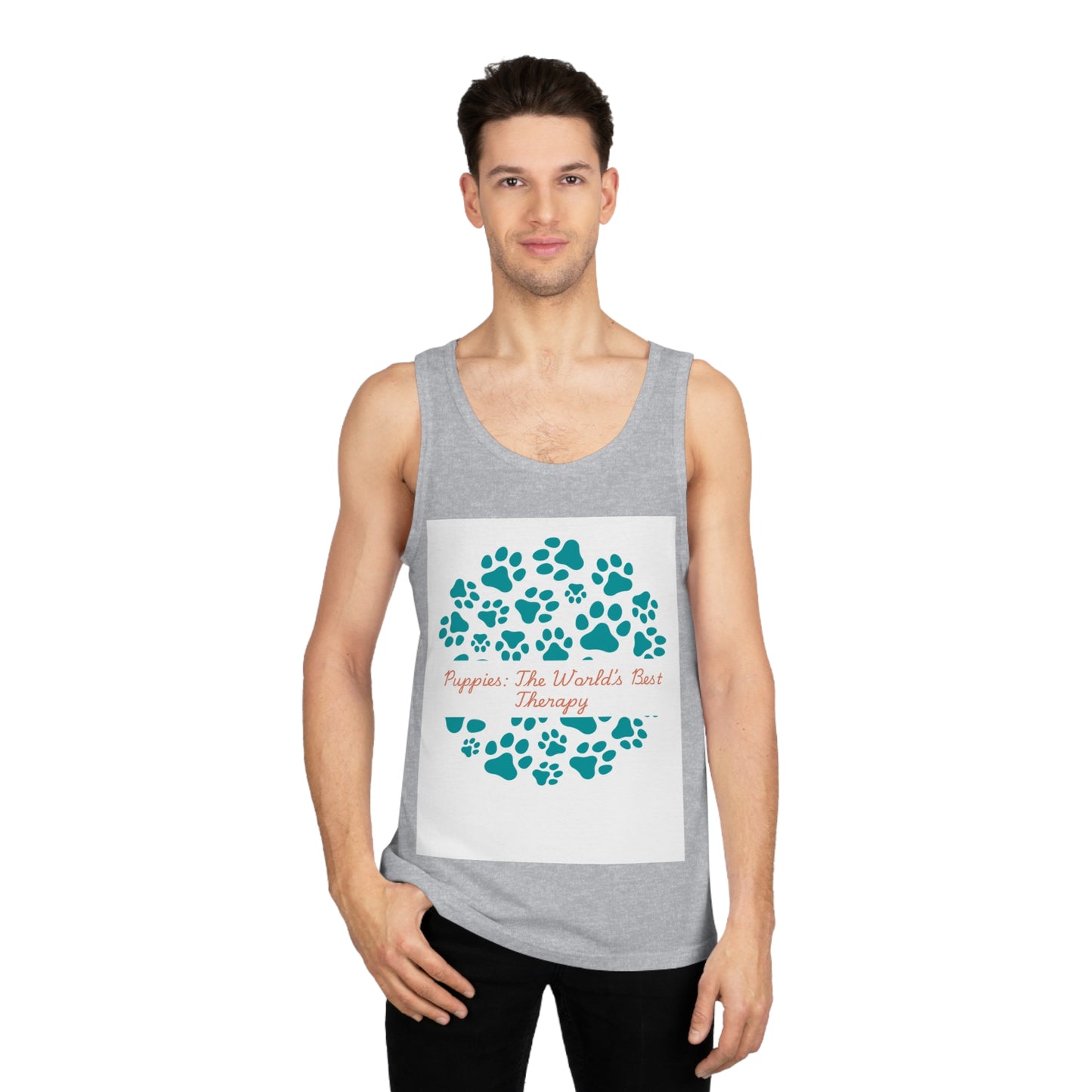 Paw Print Therapy Tank Top, Pet Lover Gift, Animal Rescue Support, Summer Workout Tee, Dog Mom Apparel