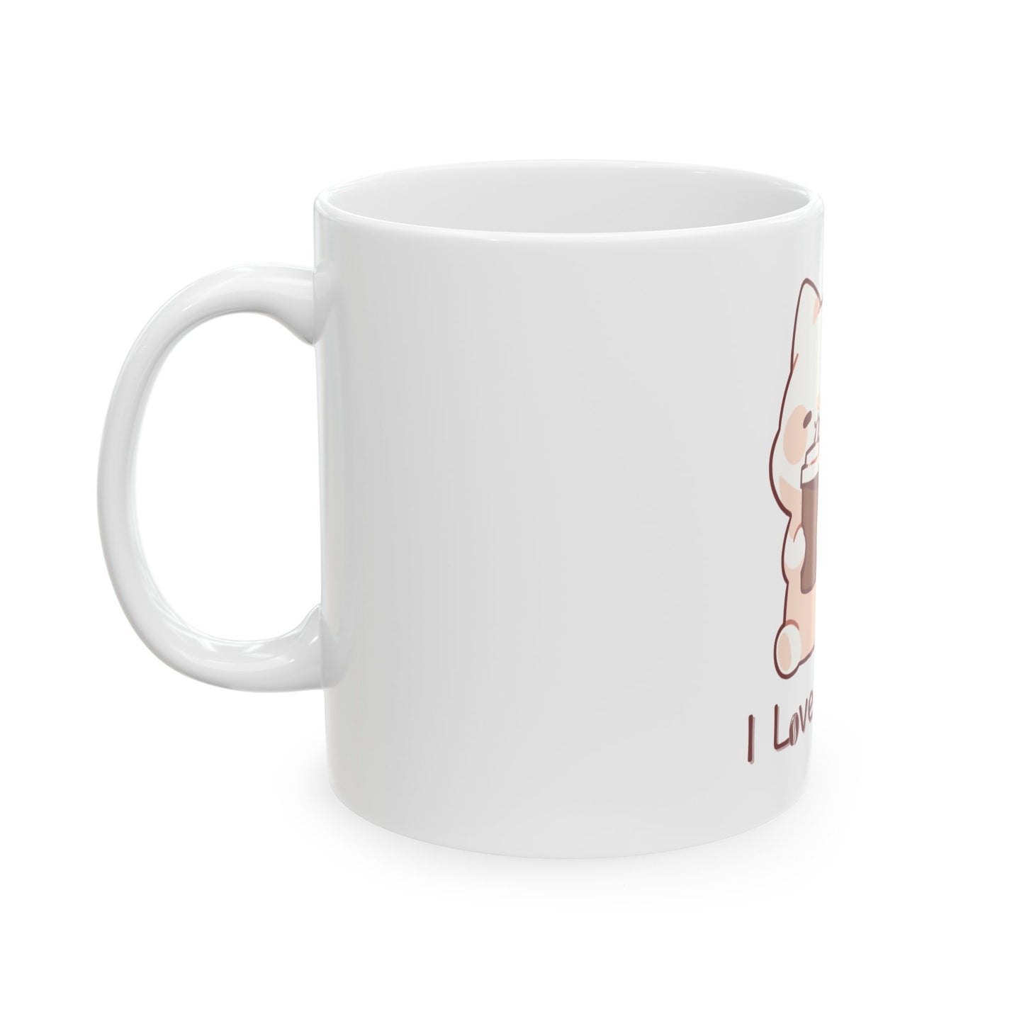 Cute Cat Coffee Mug - I Love Coffee - Animal Lover Gift, Ceramic Cup for Hot Drinks, Tea Mug, Funny Kitchen Decor, Birthday Gift