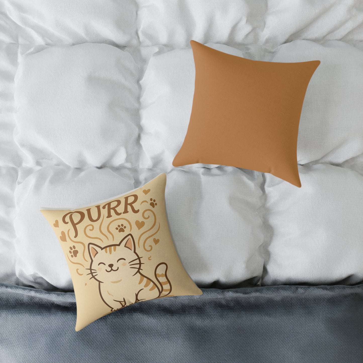 Cute Cat Pillow with 'Purr' Design, Cozy Cushion for Cat Lovers, Home Decor, Gift for Pet Owners, Cat Themed Room Accent