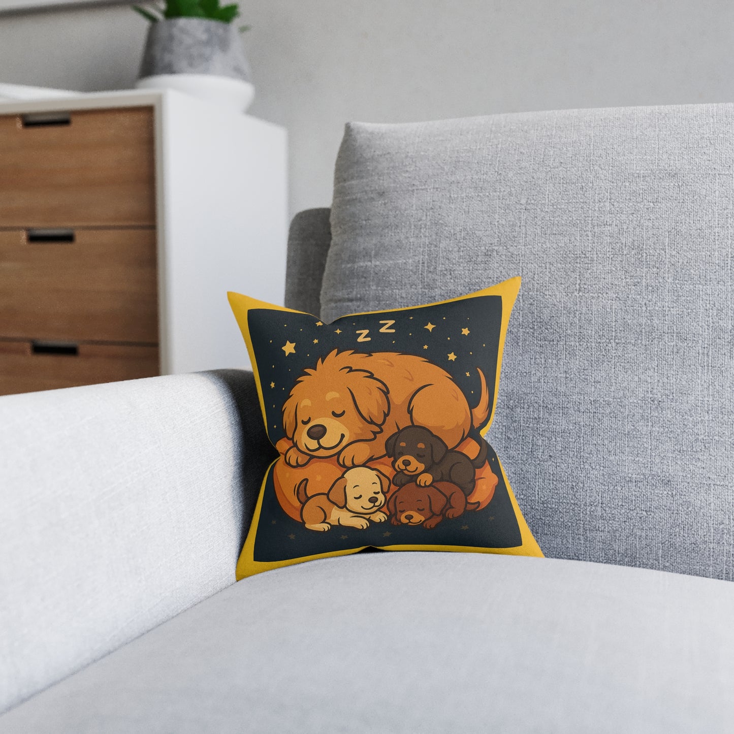 Cozy Dog Lover's Square Pillow - Cute Puppy Design, Dog-Themed Decor, Pet Gift Idea, Home Cushion, Animal Pillow