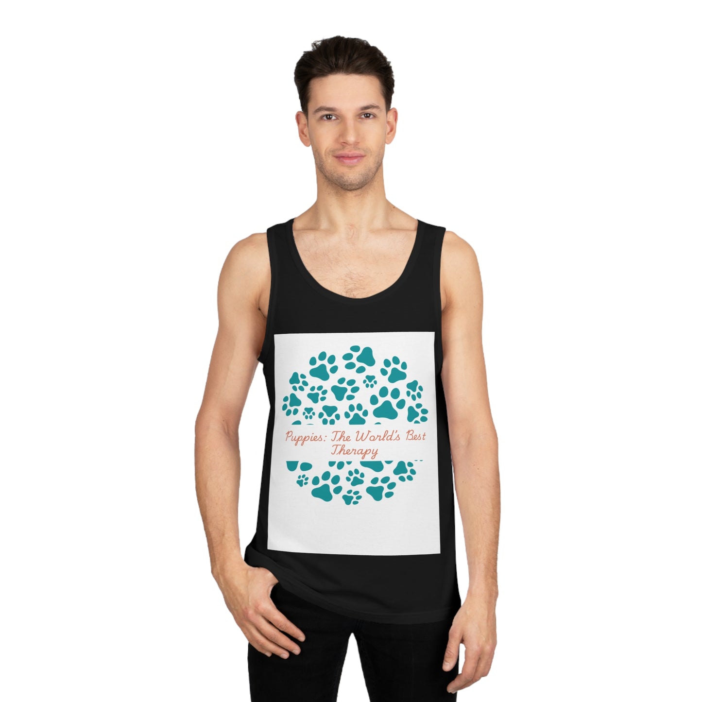 Paw Print Therapy Tank Top, Pet Lover Gift, Animal Rescue Support, Summer Workout Tee, Dog Mom Apparel