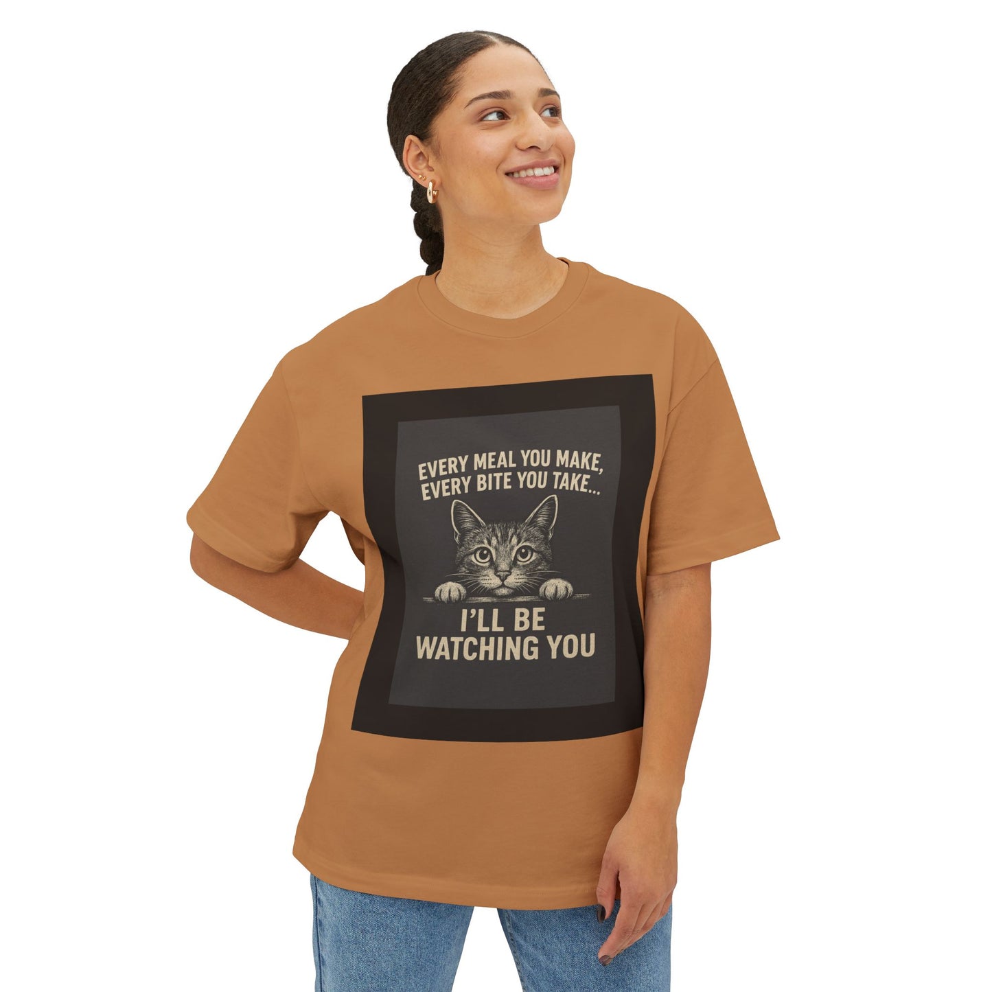 Funny Cat Oversized Tee - I'll Be Watching You Shirt, Gift for Cat Lovers, Unisex T-Shirt, Cute Pet Humor Top, Casual Wear, Holiday Gift