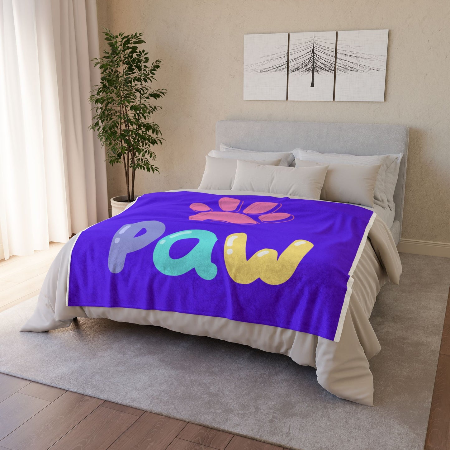 Cozy Pet-Themed Blanket | Soft Polyester Throw for Dog Lovers, Cute Paw Print, Gift for Pet Owners, Home Decor, Animal Lover's Blanket
