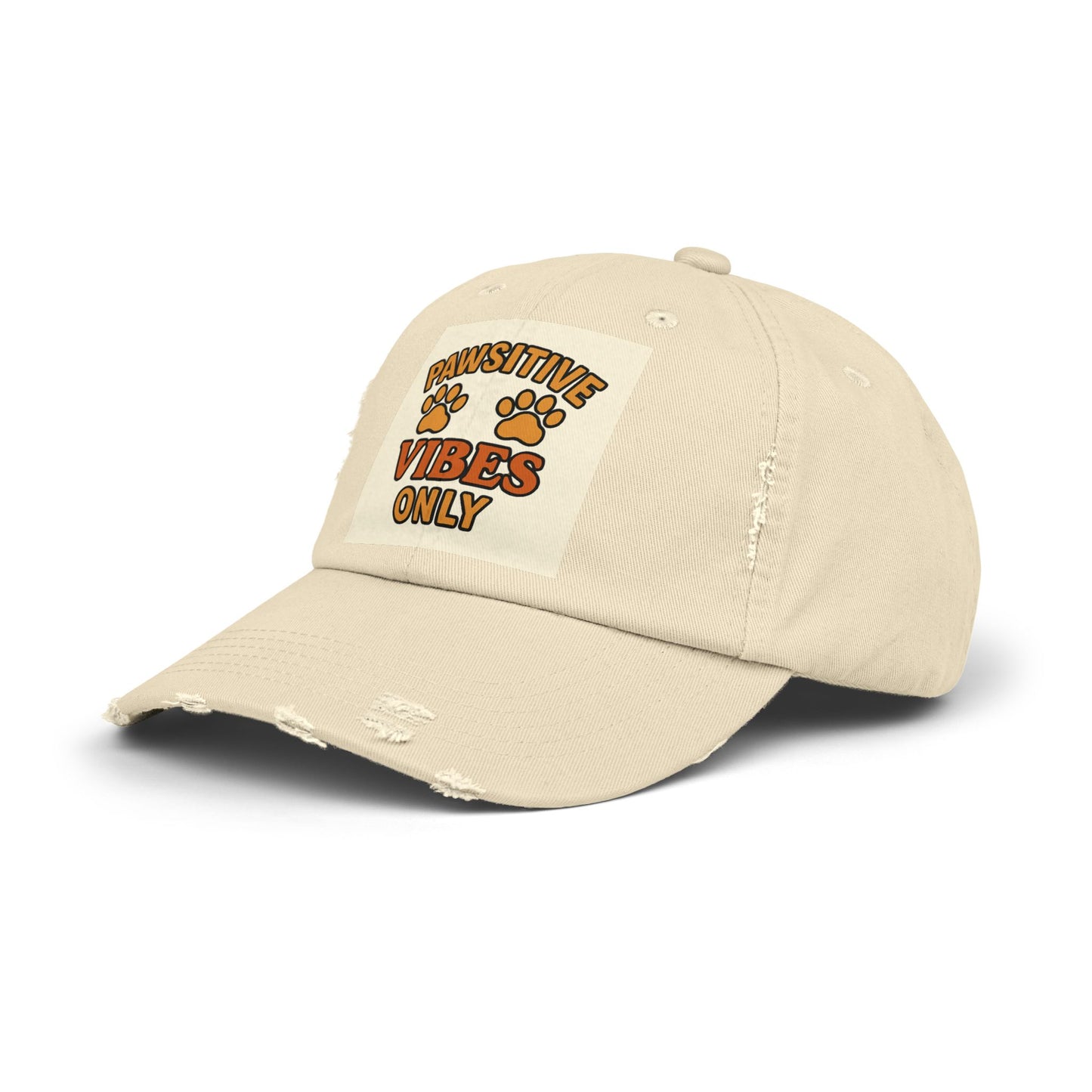 Pawsitive Vibes Distressed Cap, Pet Lover Hat, Animal Rights Supporter Gift, Casual Wear, Trendy Accessories