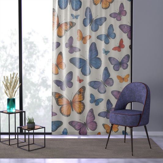Butterfly Window Curtain - Colorful Curtain Panel, Home Decor, Butterfly Themed, Living Room Accessories, Gift for Nature Lovers
