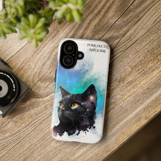 Purr-fectly Awesome Cat Phone Case - Cute Cat Lover Gift, Galaxy Cat Art, Pet Owner Accessories, Unique Phone Cover, Birthday Gift Idea