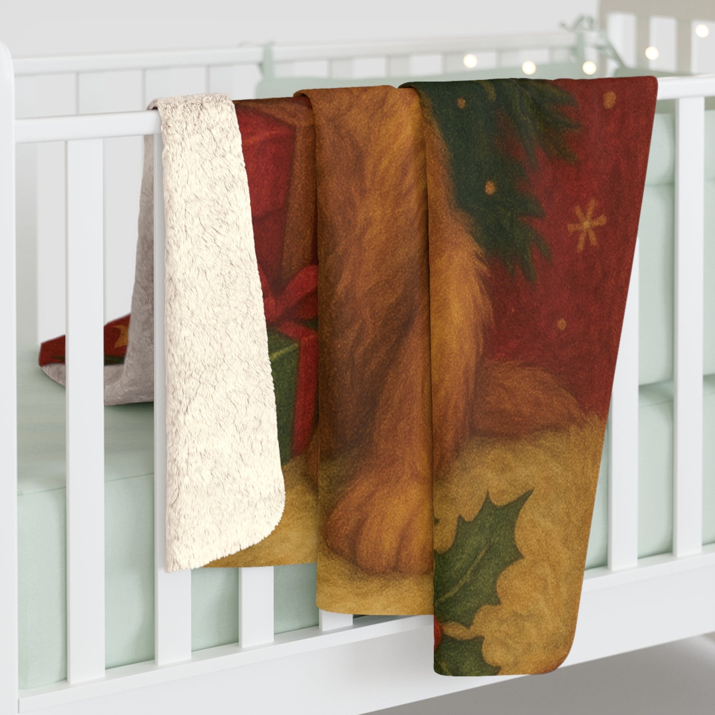 Cozy Christmas Puppy Sherpa Fleece Blanket | Holiday Gift for Dog Lovers | Plush Throw for Winter, Home Décor, Kids Room