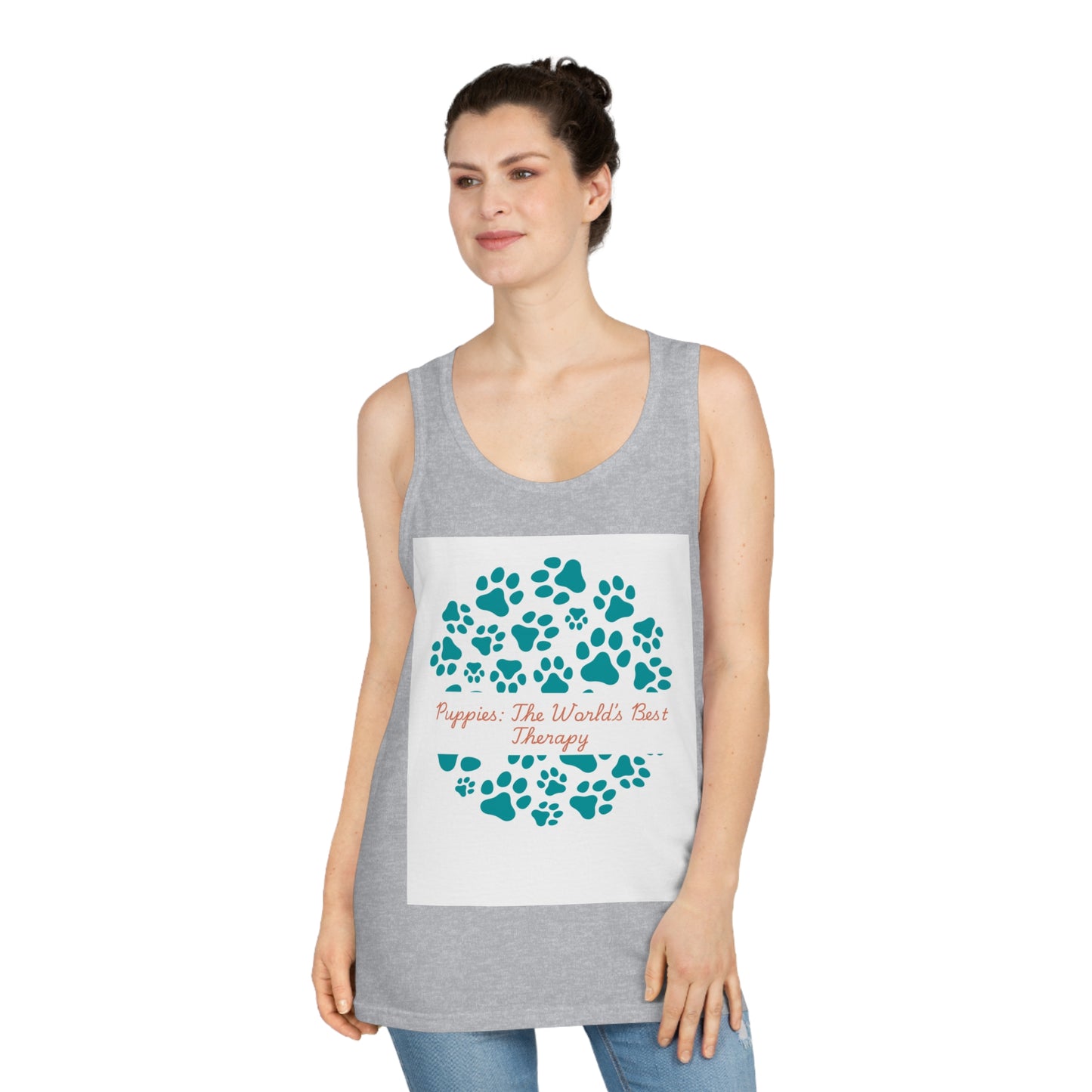 Paw Print Therapy Tank Top, Pet Lover Gift, Animal Rescue Support, Summer Workout Tee, Dog Mom Apparel