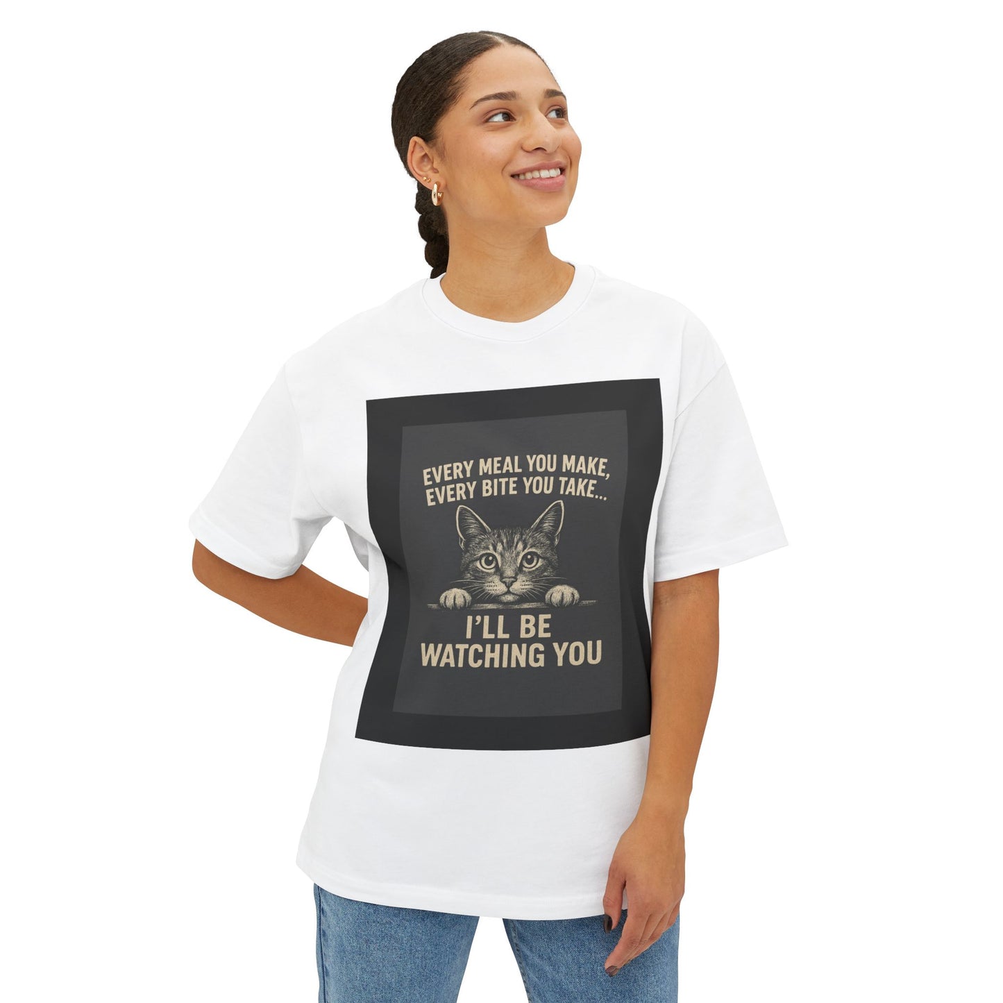 Funny Cat Oversized Tee - I'll Be Watching You Shirt, Gift for Cat Lovers, Unisex T-Shirt, Cute Pet Humor Top, Casual Wear, Holiday Gift