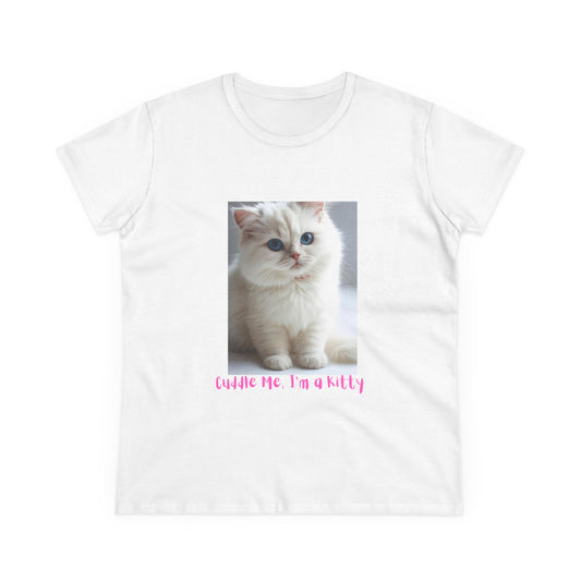 Cute Cat Graphic Women's Tee, Adorable Cotton Shirt for Cat Lovers, Gifts for Animal Lovers, Birthday, Pet Appreciation