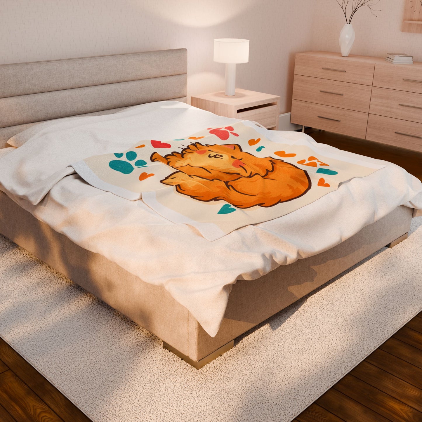 Cozy Cat-Themed Velveteen Plush Blanket, Cat Lover Gift, Home Decor, Cat Mom Blanket, Pet Decor, Warm Throw for All Occasions