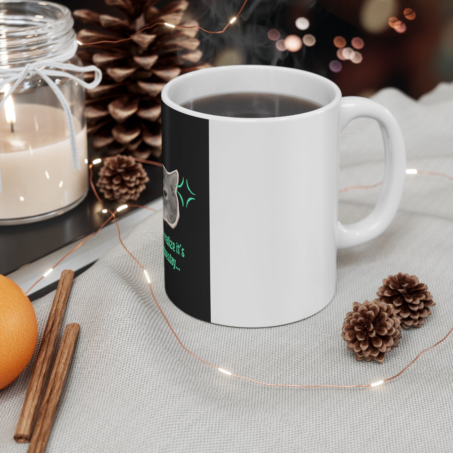 Funny Cat Mug: 'When You Realize It's Only Wednesday', Gift for Cat Lovers, Humor for Office, Coffee Time, Cute Ceramic Cup, Weekday [...]