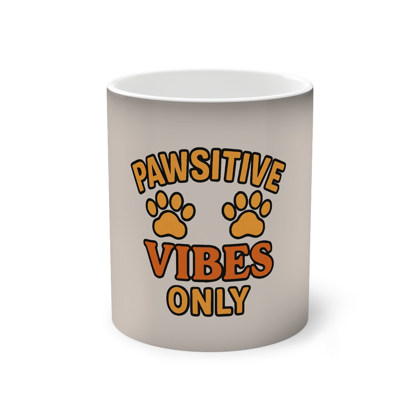 Pawsitive Vibes Color-Changing Mug, Fun Pet Lover Gift, Ceramic Coffee Cup, Motivational Drinkware, Personalized Dog Mom Item