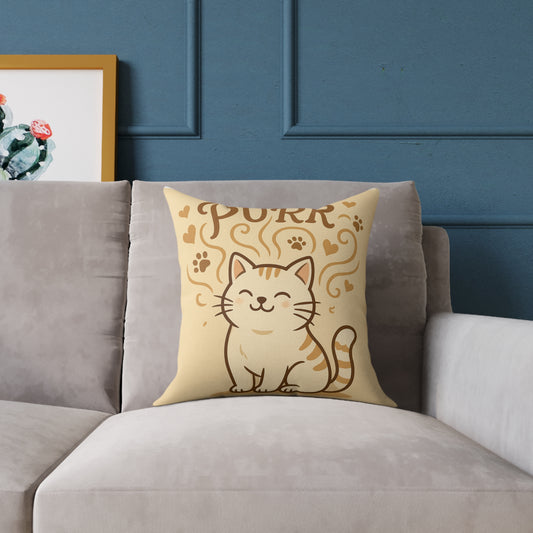Cute Cat Pillow with 'Purr' Design, Cozy Cushion for Cat Lovers, Home Decor, Gift for Pet Owners, Cat Themed Room Accent