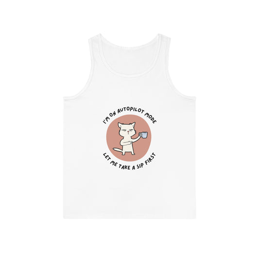 Autopilot Mode Tank Top - Unisex Softstyle™ Tee, Funny Gift, Relaxed Fit, Summer Apparel, Cat Lover Gift