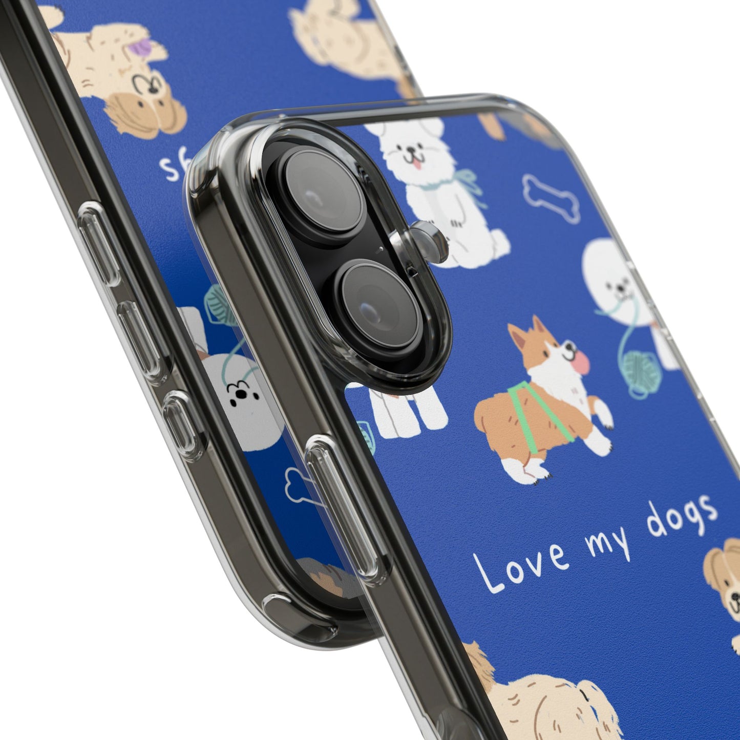 Dog-Themed Phone Case - Clear Impact-Resistant Case with 'Love My Dogs' Design, Pet Lover Gift, Dog Mom Accessory, Cute Dog Print, [...]
