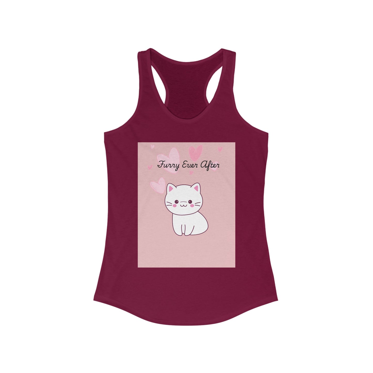 Funny Cat Racerback Tank Top, Cute Cat Apparel, Gift for Cat Lovers, Summer Beach Wear, Funny Ever After Tee