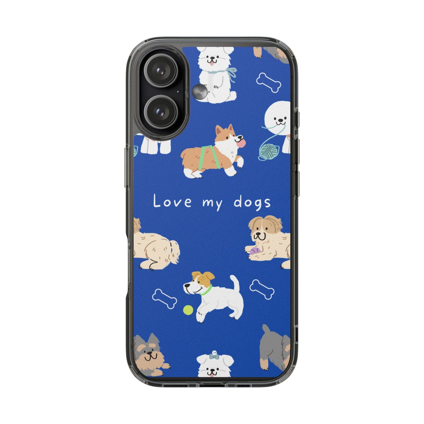Dog-Themed Phone Case - Clear Impact-Resistant Case with 'Love My Dogs' Design, Pet Lover Gift, Dog Mom Accessory, Cute Dog Print, [...]