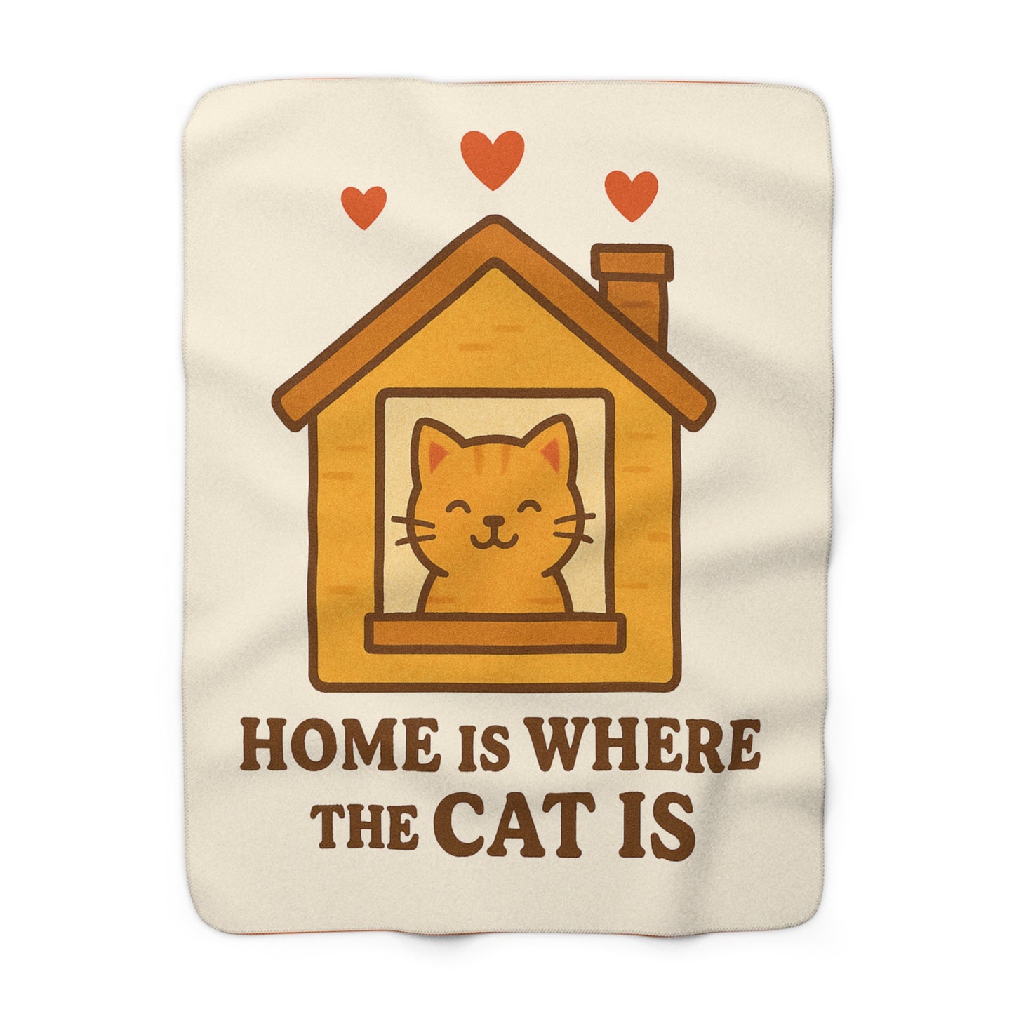 Cozy Cat Sherpa Fleece Blanket - Home is Where the Cat Is, Cat Lovers Gift, Pet Blanket, Cat Decor, Fleece Throw for Holidays
