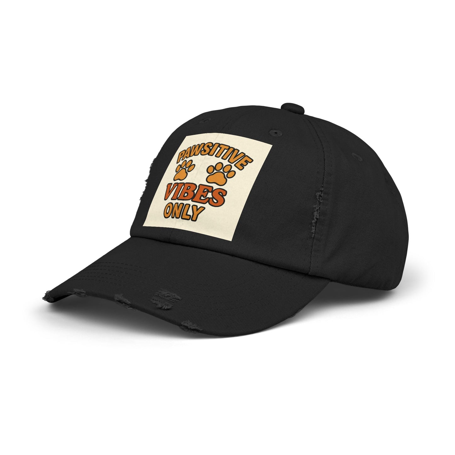 Pawsitive Vibes Distressed Cap, Pet Lover Hat, Animal Rights Supporter Gift, Casual Wear, Trendy Accessories