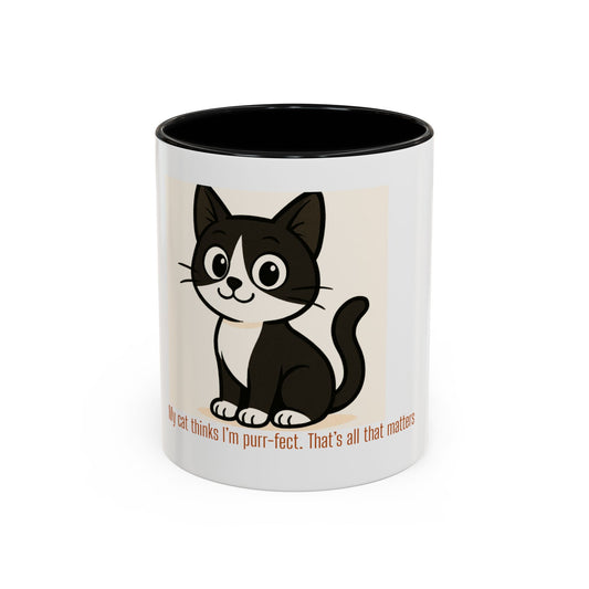 Purr-fect Cat Coffee Mug - for Cat Lovers, Pet Owners, Gift for Her, Funny Cat Lover Mug, Cute Animal Coffee Cup