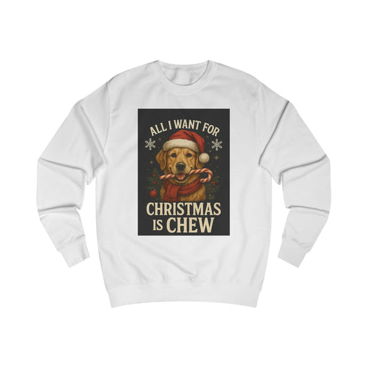 Cozy Holiday Sweatshirt with Dog & Lights Design, Christmas Gift, Unisex Pullover, Festive Sweatshirt, Pet Lover Apparel, Winter Fashion