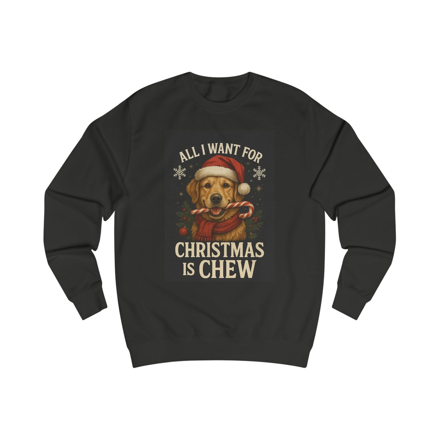 Cozy Holiday Sweatshirt with Dog & Lights Design, Christmas Gift, Unisex Pullover, Festive Sweatshirt, Pet Lover Apparel, Winter Fashion