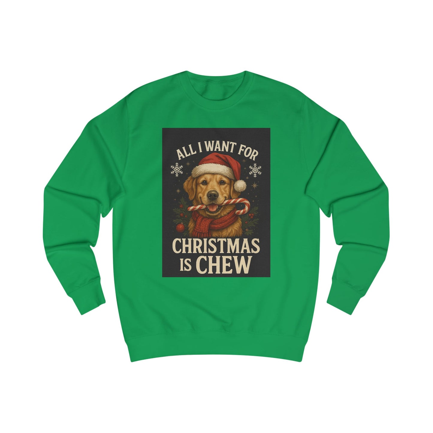 Cozy Holiday Sweatshirt with Dog & Lights Design, Christmas Gift, Unisex Pullover, Festive Sweatshirt, Pet Lover Apparel, Winter Fashion