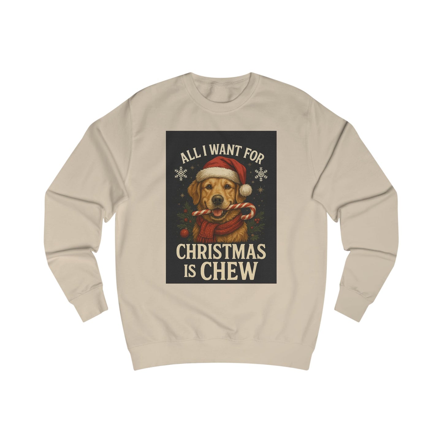 Cozy Holiday Sweatshirt with Dog & Lights Design, Christmas Gift, Unisex Pullover, Festive Sweatshirt, Pet Lover Apparel, Winter Fashion