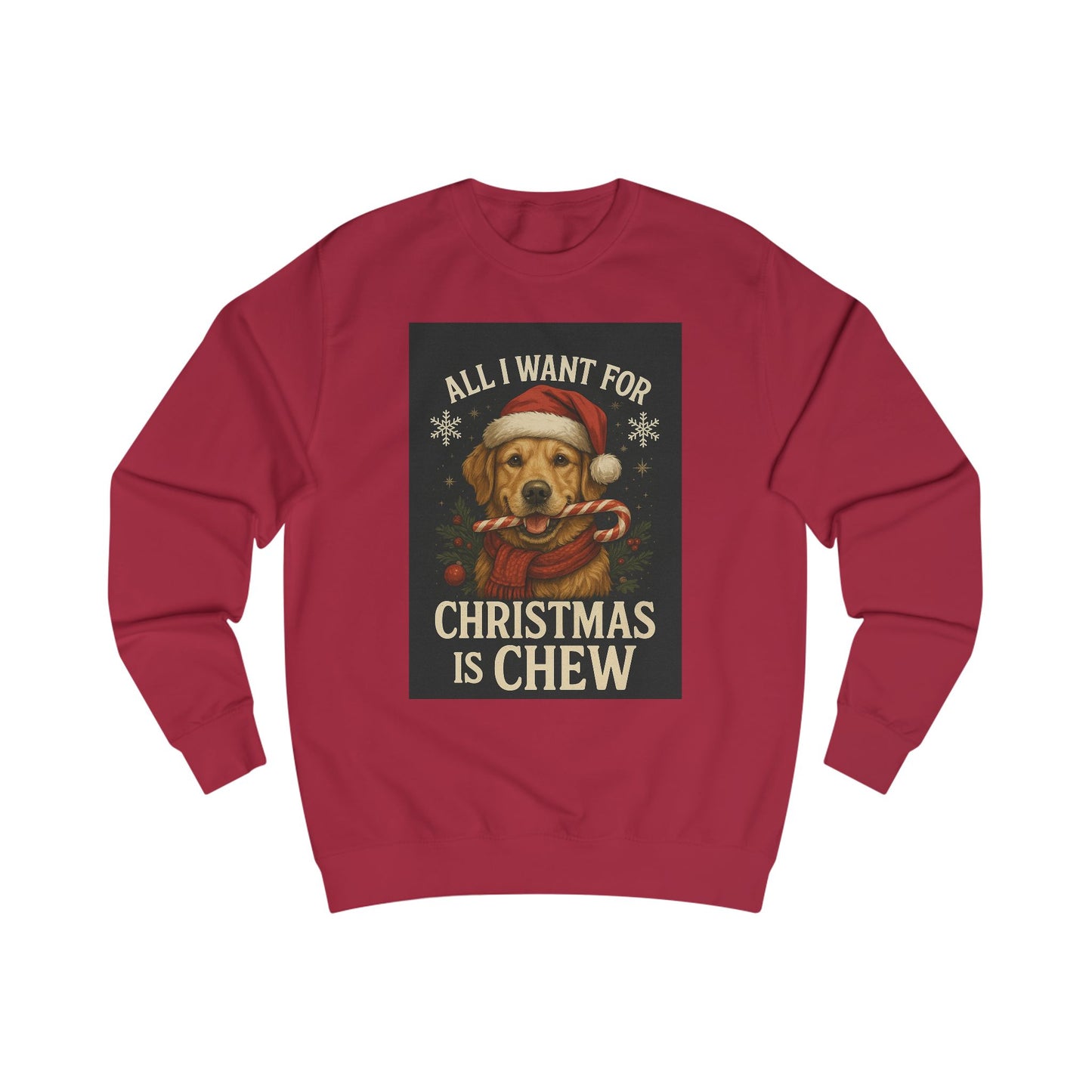 Cozy Holiday Sweatshirt with Dog & Lights Design, Christmas Gift, Unisex Pullover, Festive Sweatshirt, Pet Lover Apparel, Winter Fashion