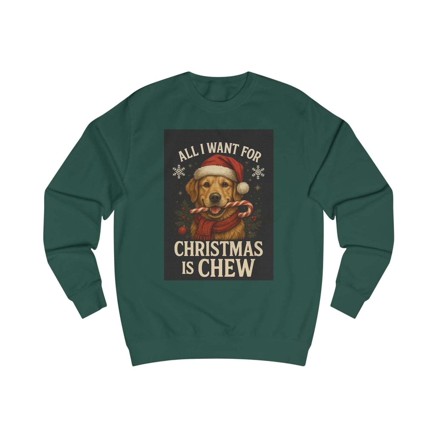 Cozy Holiday Sweatshirt with Dog & Lights Design, Christmas Gift, Unisex Pullover, Festive Sweatshirt, Pet Lover Apparel, Winter Fashion