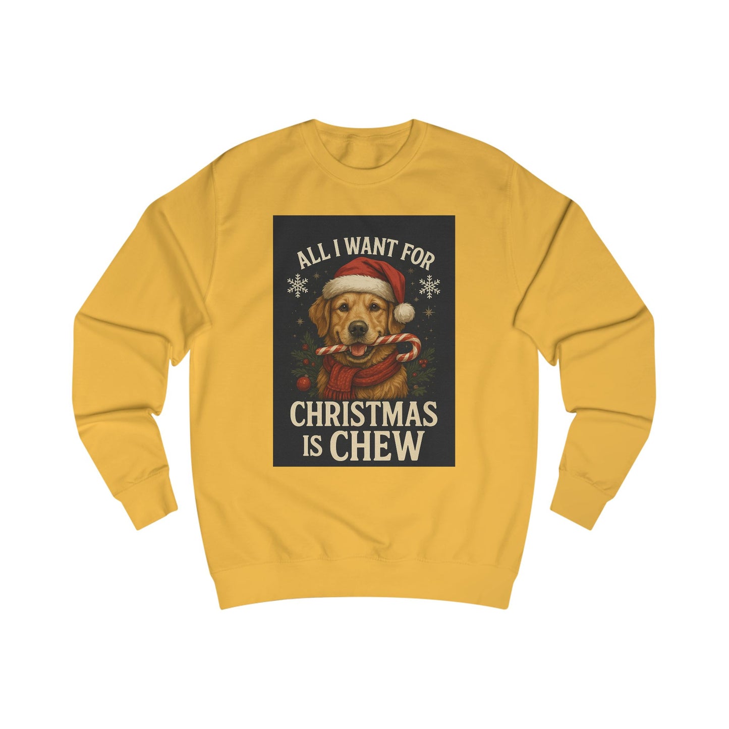 Cozy Holiday Sweatshirt with Dog & Lights Design, Christmas Gift, Unisex Pullover, Festive Sweatshirt, Pet Lover Apparel, Winter Fashion