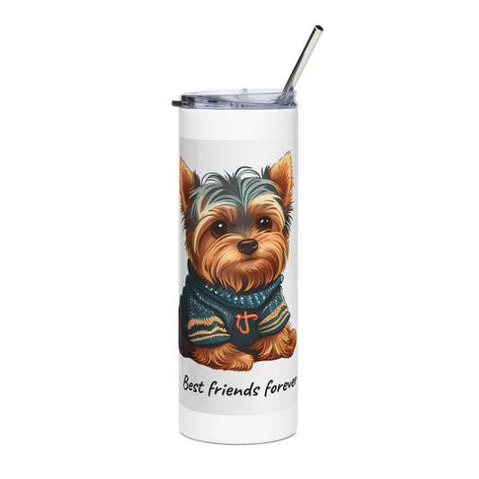 Cute Dog Tumbler | Best Friends Forever | Pet Lover Gift | Stainless Steel Travel Mug | Birthday, Adoption, Friendship