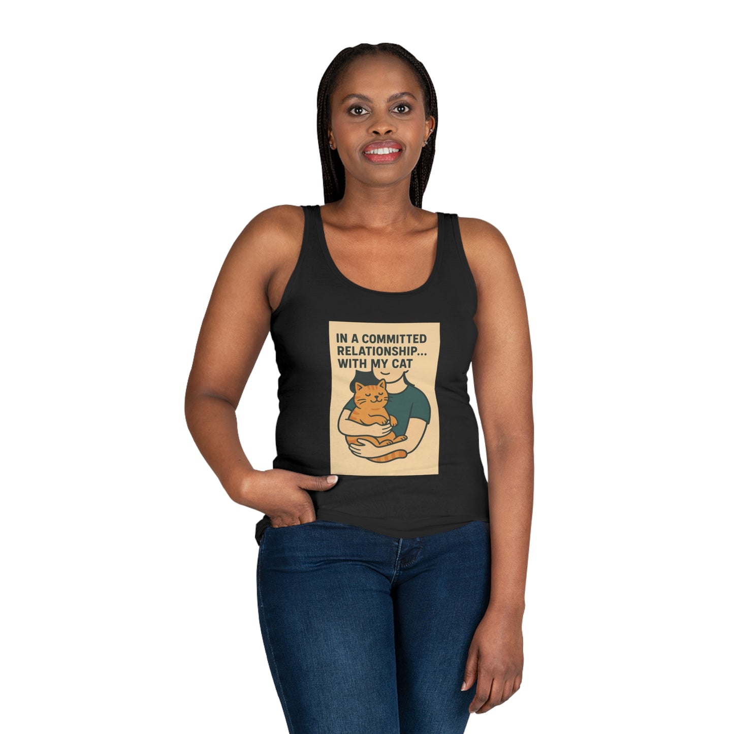Cat Lover's Tank Top - In a Committed Relationship With My Cat, Pet Lover Gift, Women's Casual Wear, Cute Animal Apparel, Cat Mom Tank