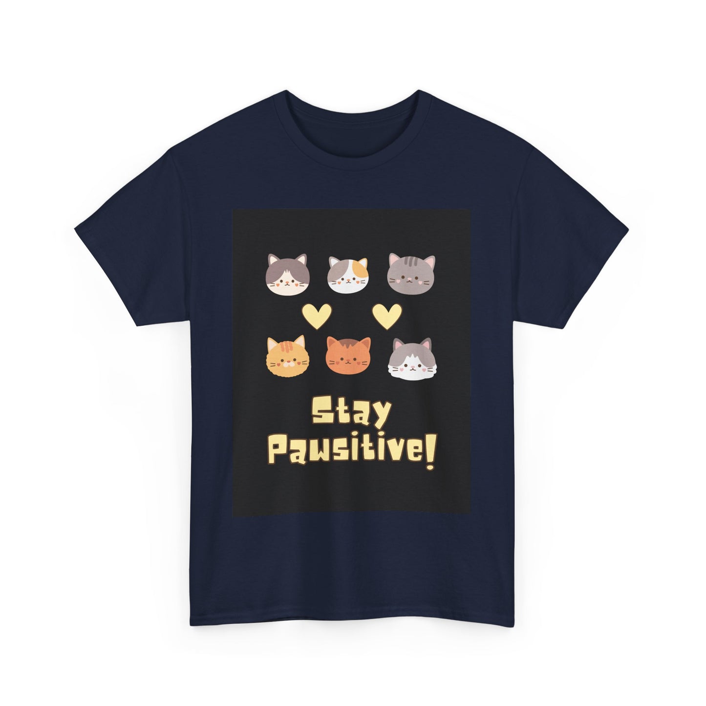 Pawsitive Vibes Unisex Cotton Tee - Cat Lover Gift, Funny Tee, Animal Lover Shirt, Unique Pet Shirt, Cool Casual Wear