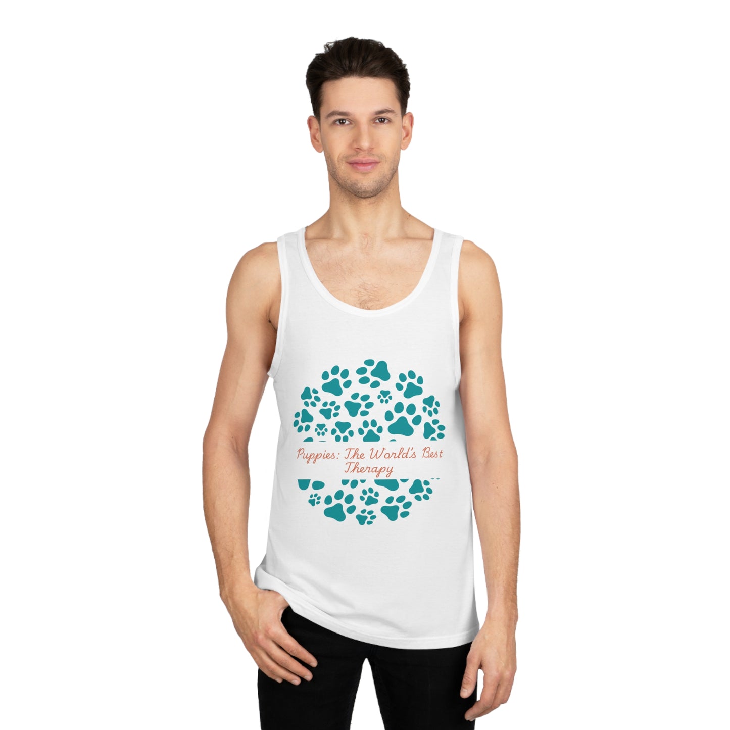 Paw Print Therapy Tank Top, Pet Lover Gift, Animal Rescue Support, Summer Workout Tee, Dog Mom Apparel