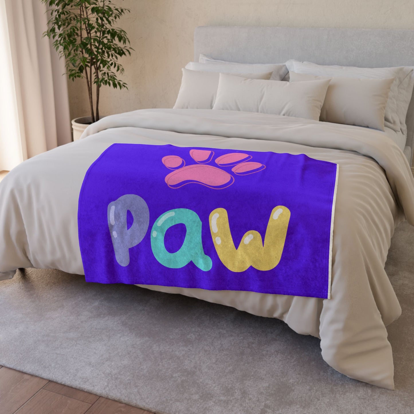 Cozy Pet-Themed Blanket | Soft Polyester Throw for Dog Lovers, Cute Paw Print, Gift for Pet Owners, Home Decor, Animal Lover's Blanket