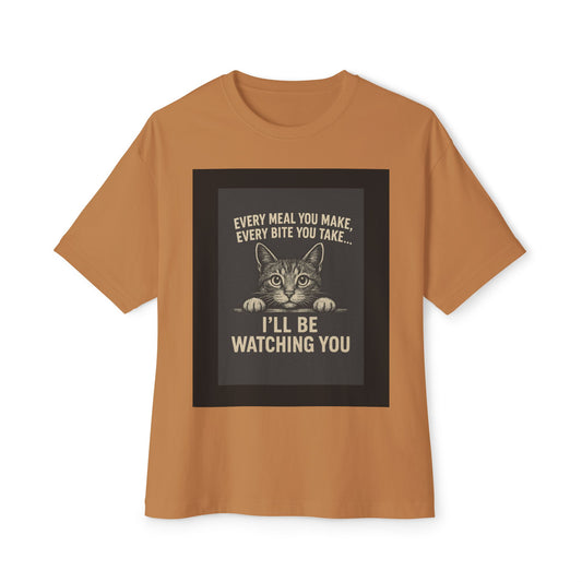 Funny Cat Oversized Tee - I'll Be Watching You Shirt, Gift for Cat Lovers, Unisex T-Shirt, Cute Pet Humor Top, Casual Wear, Holiday Gift