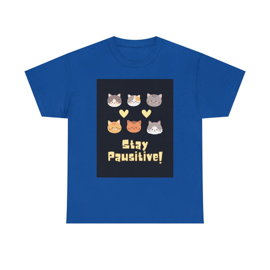 Pawsitive Vibes Unisex Cotton Tee - Cat Lover Gift, Funny Tee, Animal Lover Shirt, Unique Pet Shirt, Cool Casual Wear