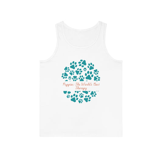 Paw Print Therapy Tank Top, Pet Lover Gift, Animal Rescue Support, Summer Workout Tee, Dog Mom Apparel