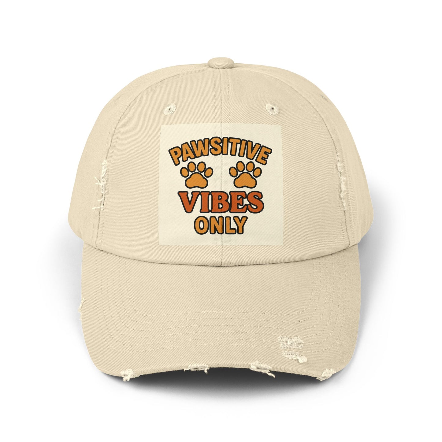 Pawsitive Vibes Distressed Cap, Pet Lover Hat, Animal Rights Supporter Gift, Casual Wear, Trendy Accessories