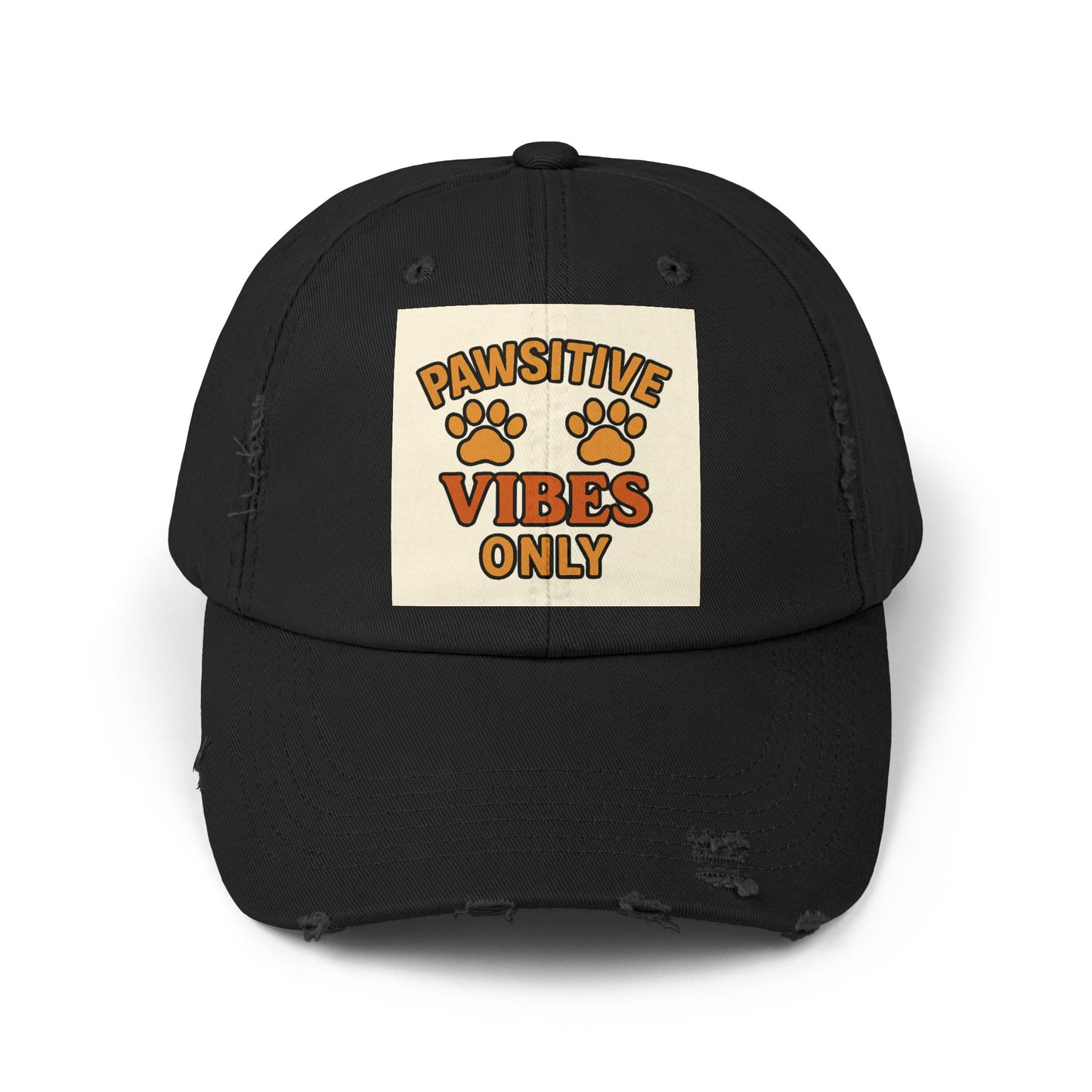 Pawsitive Vibes Distressed Cap, Pet Lover Hat, Animal Rights Supporter Gift, Casual Wear, Trendy Accessories