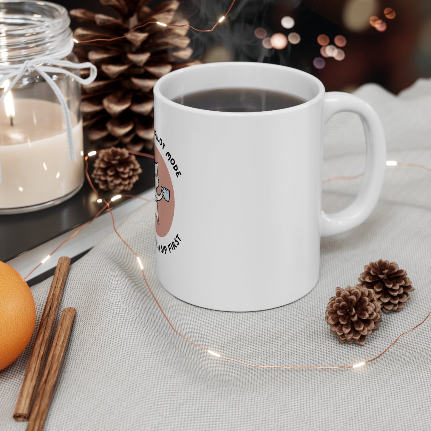 Autopilot Mode Cat Mug - Funny Coffee Cup, Gift for Cat Lovers, Cute Office Mug, Relaxation Gift, Unique Cat Lover's Present