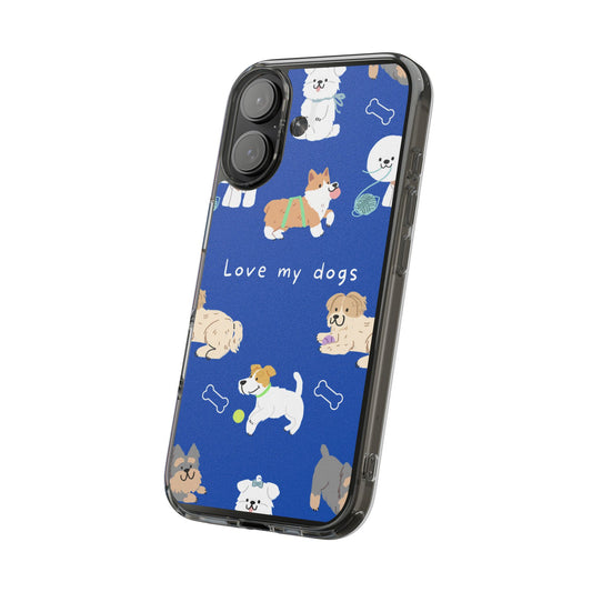 Dog-Themed Phone Case - Clear Impact-Resistant Case with 'Love My Dogs' Design, Pet Lover Gift, Dog Mom Accessory, Cute Dog Print, [...]